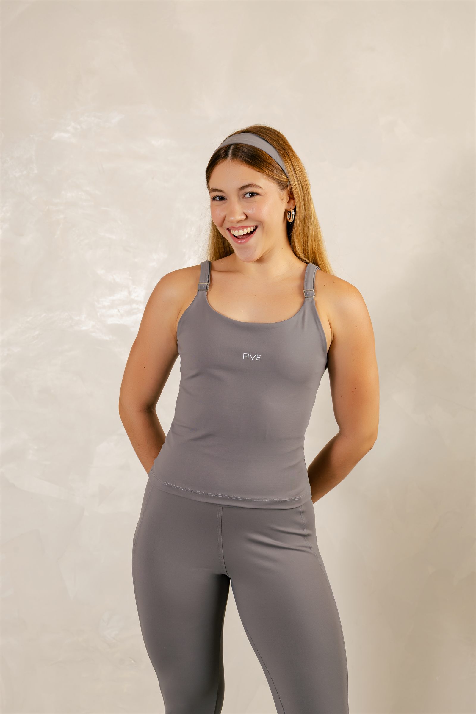 Camiseta Alça com Regulador — Cinza